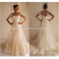 Hot sale Lace Appliques Court Train Mermaid Long Sleeve Wedding Dress CWFw2255